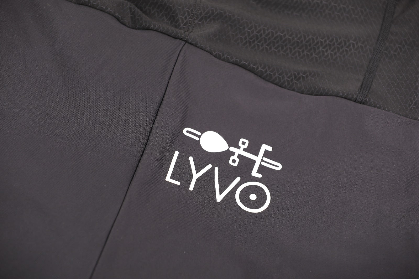 Lyvo Logo close up on rear of shorts- Lyvo Cycling